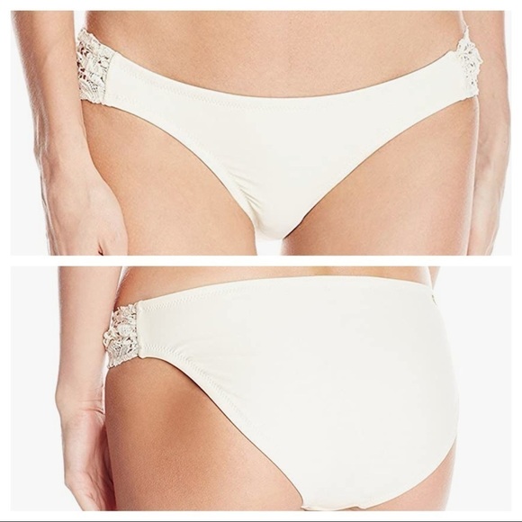 Jessica Simpson Flower Power Crochet Side Shirred Hipster Bikini Bottom Size L - Picture 3 of 9